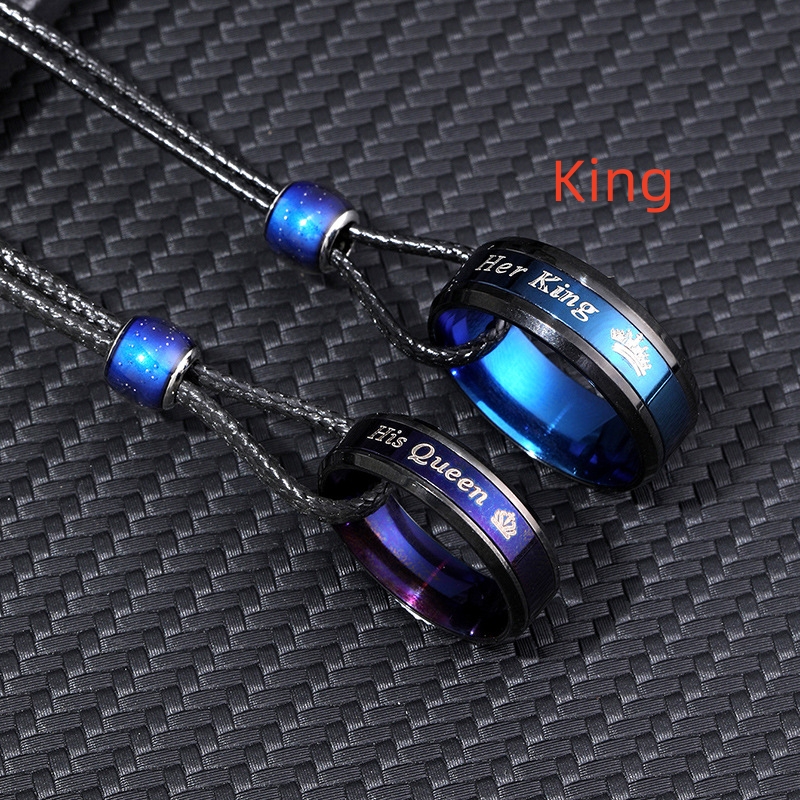 Color Changing Round Beads Necklace for Couples - Blue & Purple Couple Rings - Image 9