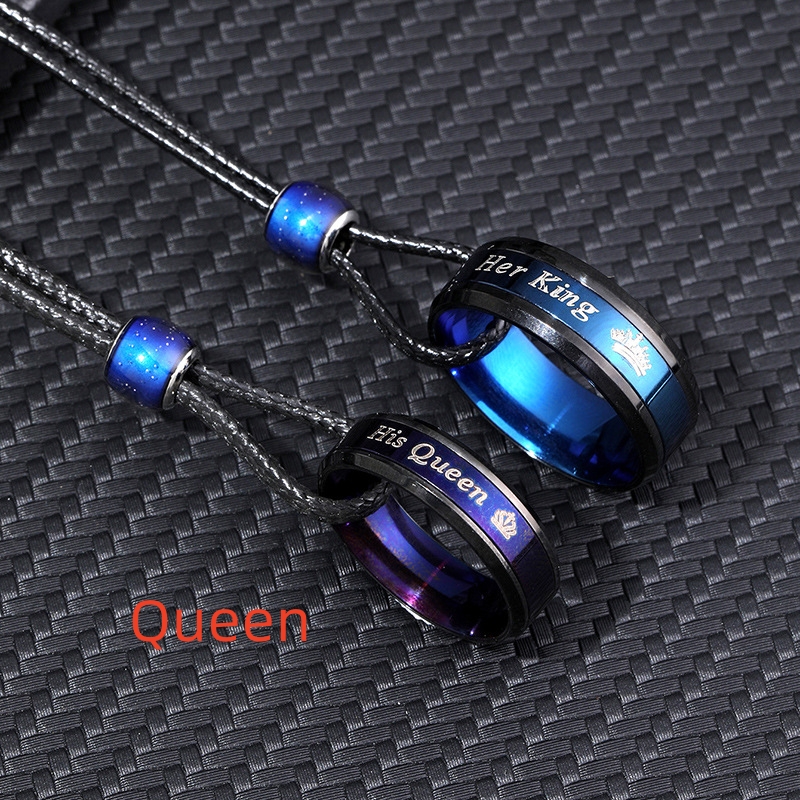 Color Changing Round Beads Necklace for Couples - Blue & Purple Couple Rings - Image 10