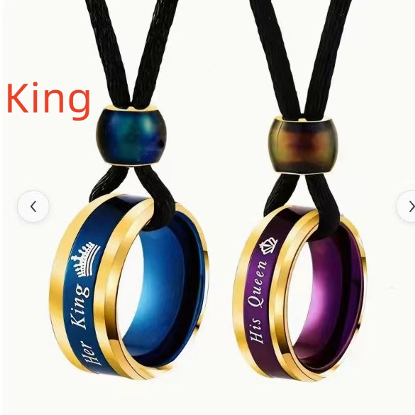 Color Changing Round Beads Necklace for Couples - Blue & Purple Couple Rings - Image 11