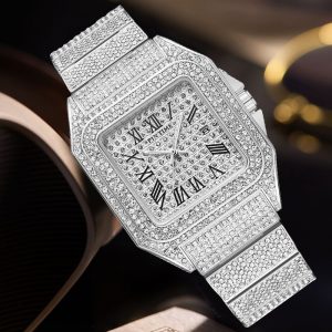 PINTIME Men's Square Diamond Quartz Watch - Elegant Timepiece for Every Occasion