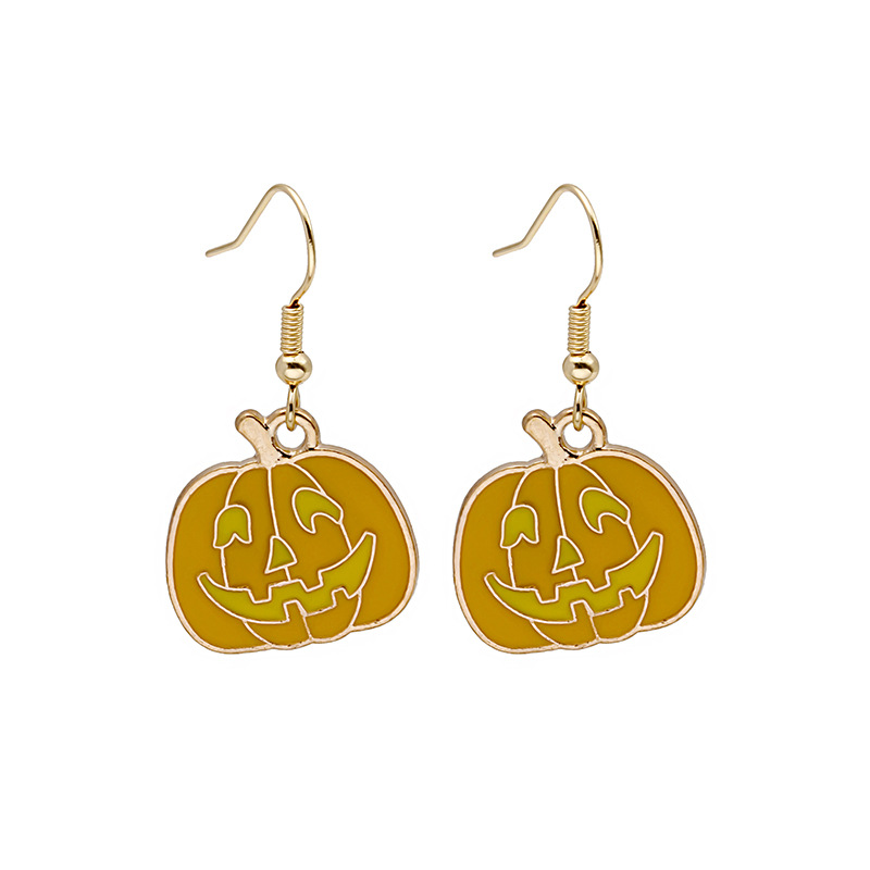 Adorable Halloween Pumpkin Earrings - Spooky Oil Drip Alloy Jewelry - Image 9