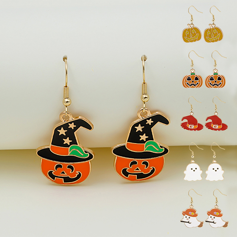 Adorable Halloween Pumpkin Earrings - Spooky Oil Drip Alloy Jewelry - Image 11