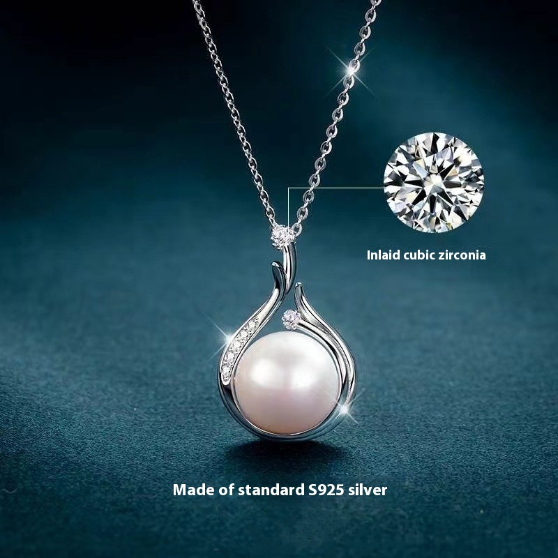 Luxury Women's S925 Silver Freshwater Pearl Necklace - Fall Winter Sweater Chain Jewelry - Image 3
