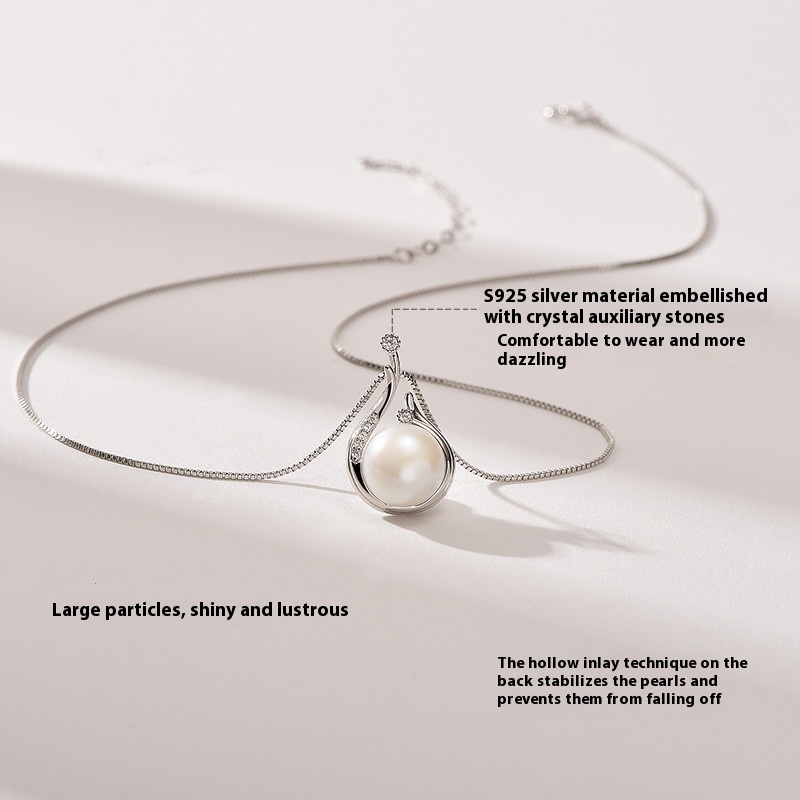 Luxury Women's S925 Silver Freshwater Pearl Necklace - Fall Winter Sweater Chain Jewelry - Image 5