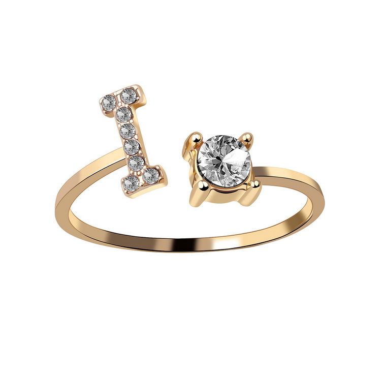 Stylish Adjustable 26 Initial Letter Ring - Elegant Fashion Jewelry for Women
