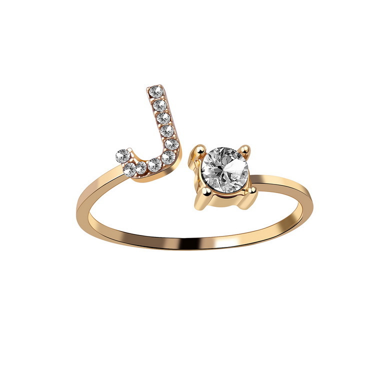 Stylish Adjustable 26 Initial Letter Ring - Elegant Fashion Jewelry for Women - Image 2