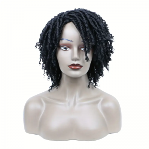 Non-toxic Short Hair Braided Wig - African Curly Synthetic Wig for Braids & Headgear