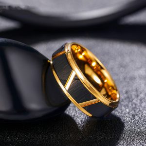 Stylish Men's Black Tungsten Gold Ring - Fashionable Jewelry for Him