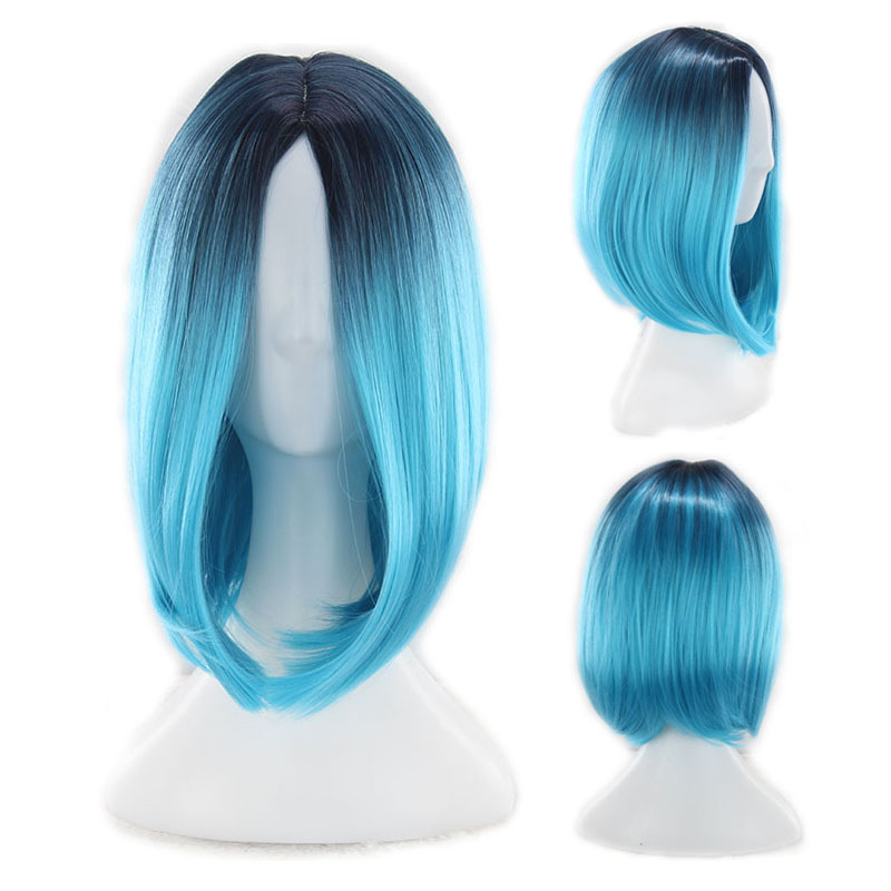 Stylish European and American Women's Short Straight Gradient Bobo Wig for Foreign Trade