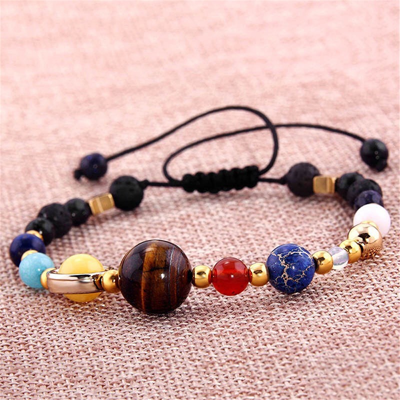 Eight Planets Alloy Bracelet - Natural Stone Bead Solar System Jewelry for Women, Galaxy-Inspired Guardian Star Bangle Gift for Girls - Image 4