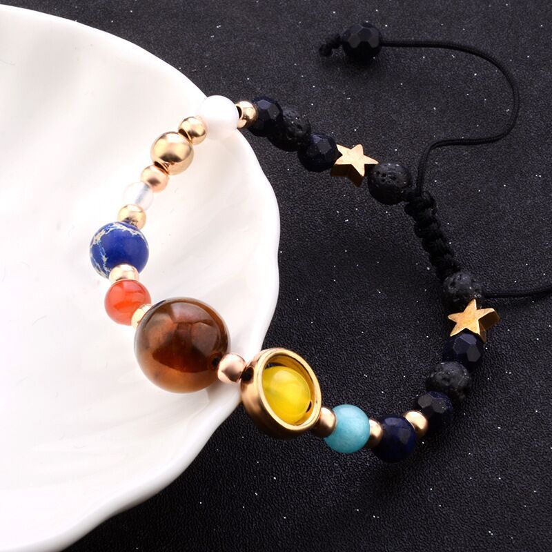 Eight Planets Alloy Bracelet - Natural Stone Bead Solar System Jewelry for Women, Galaxy-Inspired Guardian Star Bangle Gift for Girls - Image 6