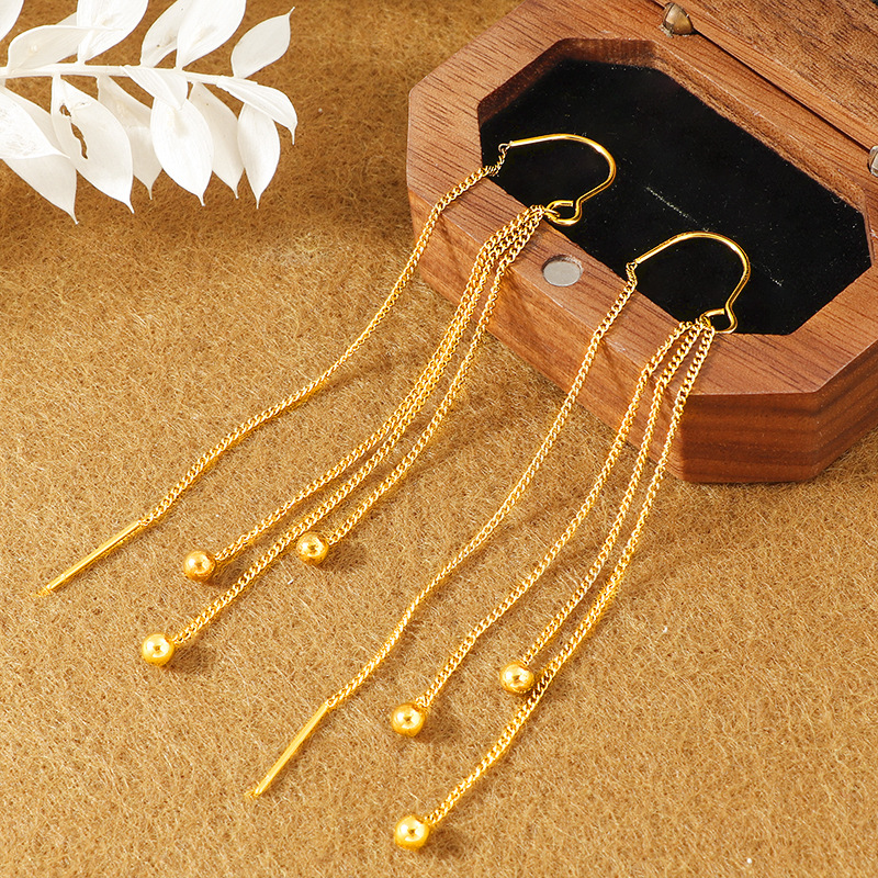 Long Fashion Tassel Hanging Earrings for Women in Durable Titanium Steel