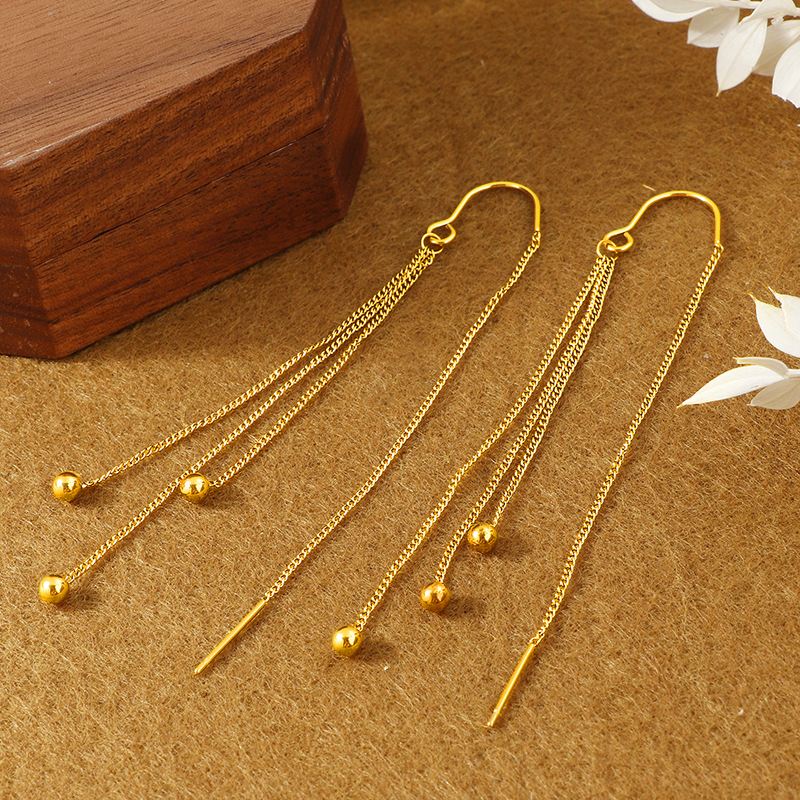 Long Fashion Tassel Hanging Earrings for Women in Durable Titanium Steel - Image 2