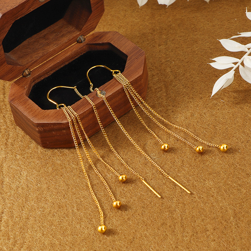 Long Fashion Tassel Hanging Earrings for Women in Durable Titanium Steel - Image 3
