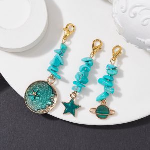 Irregular Blue Pine Gravel Alloy Dripping Pendant Jewelry Accessories