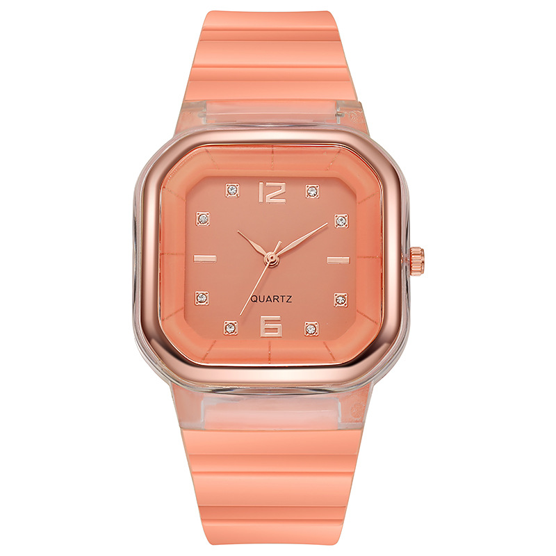 Trendy Student Style Children's Silicone Diamond Square Women's Watch - Image 10