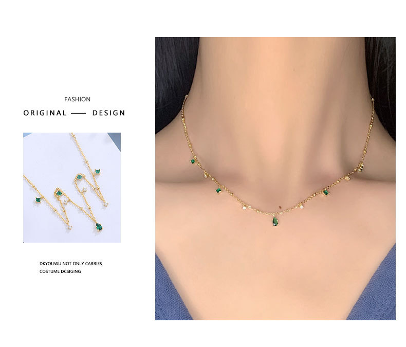 Stunning Water Drop Emerald Zircon Necklace - Generous Design & Elegance - Image 2