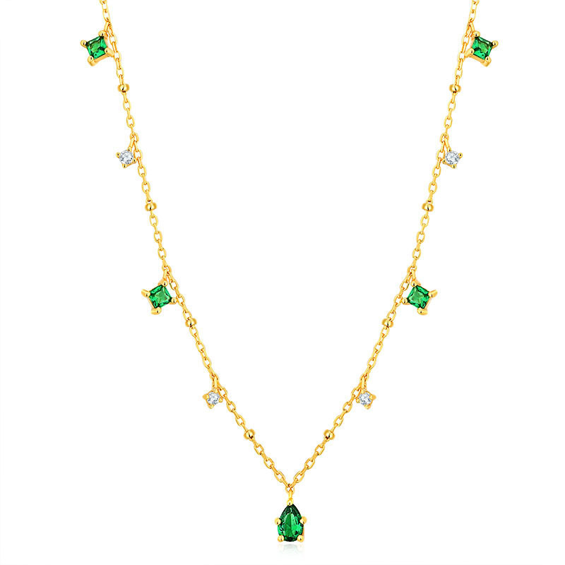 Stunning Water Drop Emerald Zircon Necklace - Generous Design & Elegance - Image 4