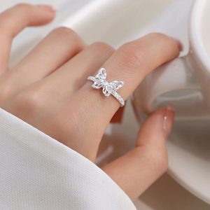 Stylish Adjustable Lava Butterfly Ring for Women - Unique Design