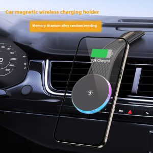 Car Magnetic Colorful Light Titanium Alloy Wireless Charging Bracket for Cars