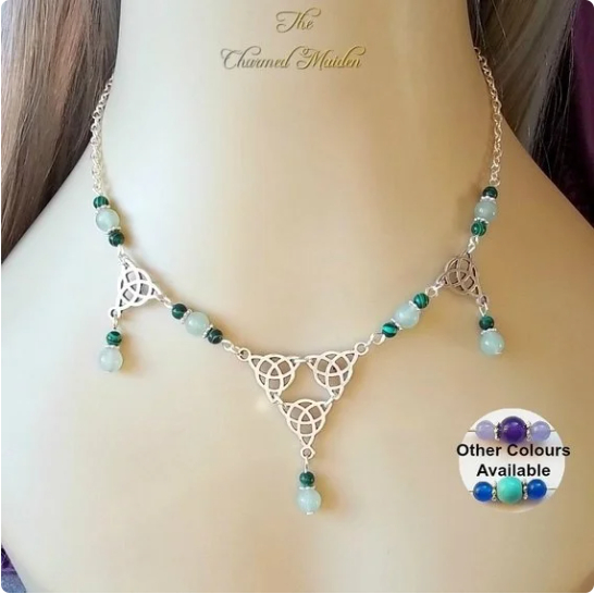 Gothic Irish Knot Neck Peacock Lvzhu Pendant Necklace - Unique Jewelry Gift - Image 5