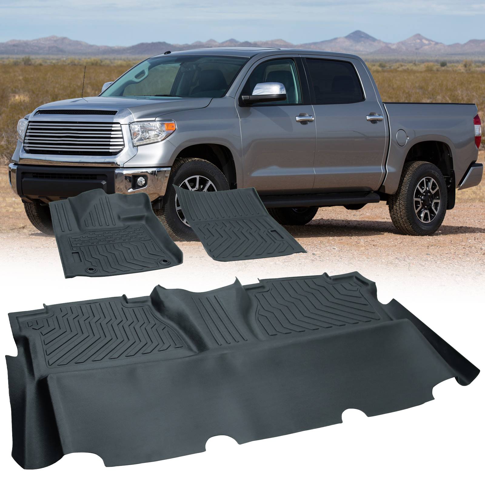 Durable All Weather Car Floor Mats for 2014-2021 Tundra Double Cab Crew Max - Image 2