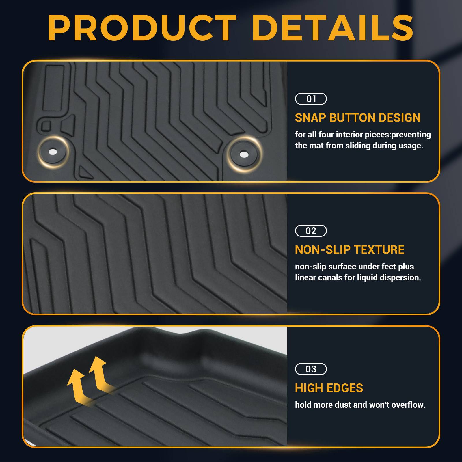 Durable All Weather Car Floor Mats for 2014-2021 Tundra Double Cab Crew Max - Image 8