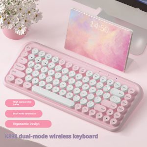 Dual-Mode Wireless Bluetooth Portable Keyboard with Mute Functionality