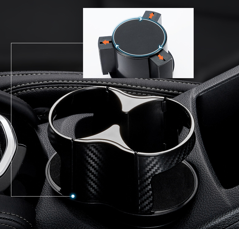 Car Water Cup Holder - Carbon Brazing, Dual Beverage Holder with Adjustable Base - Image 4