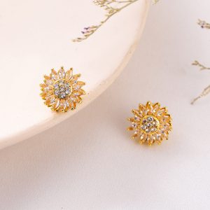 Exquisite Classic Charm Sunflower Stainless Steel Necklace & Earrings Set - Fashion Micro Seed Jewelry Ring