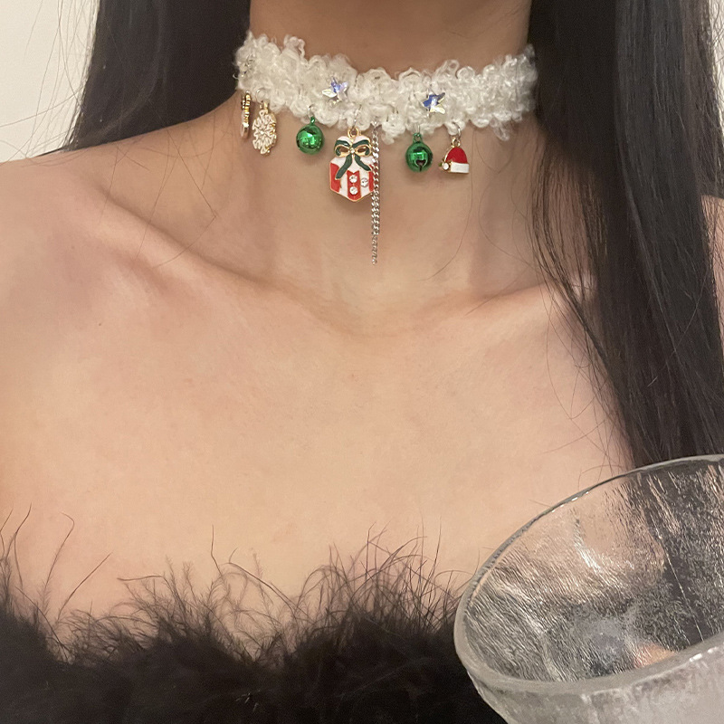 Festive Christmas Bell Snowflake Elk Necklace - Perfect Holiday Gift