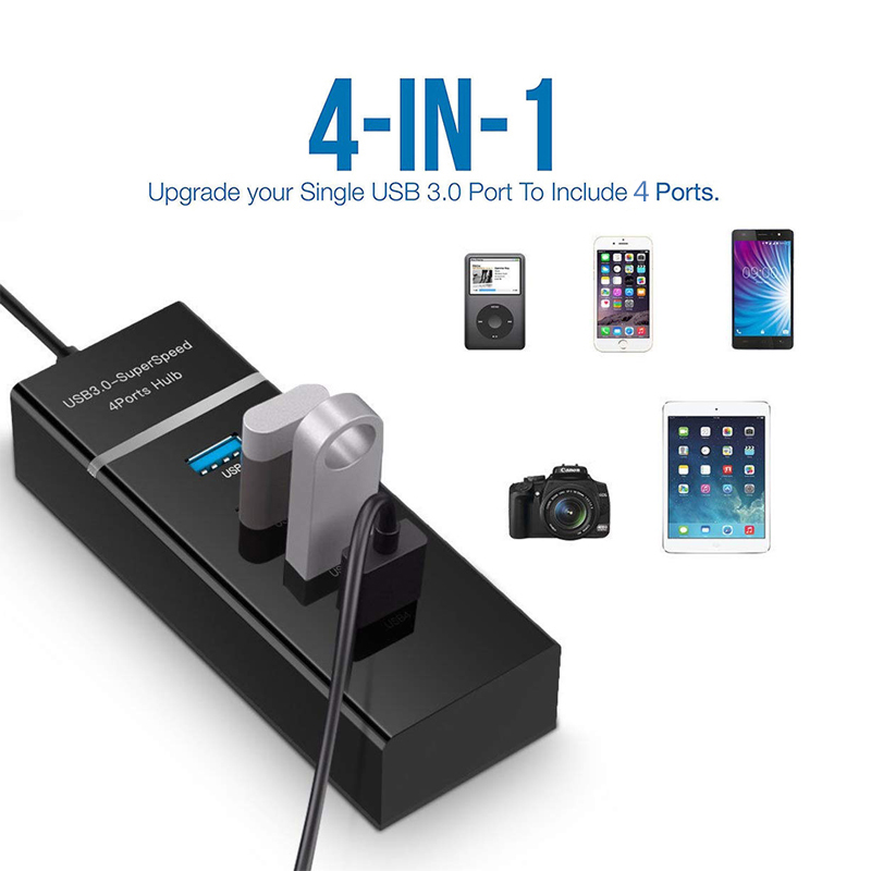 High-Speed 4-in-1 USB HUB Splitter 2.0 & 3.0 Multi-Adapter Cable for Desktop & Laptop