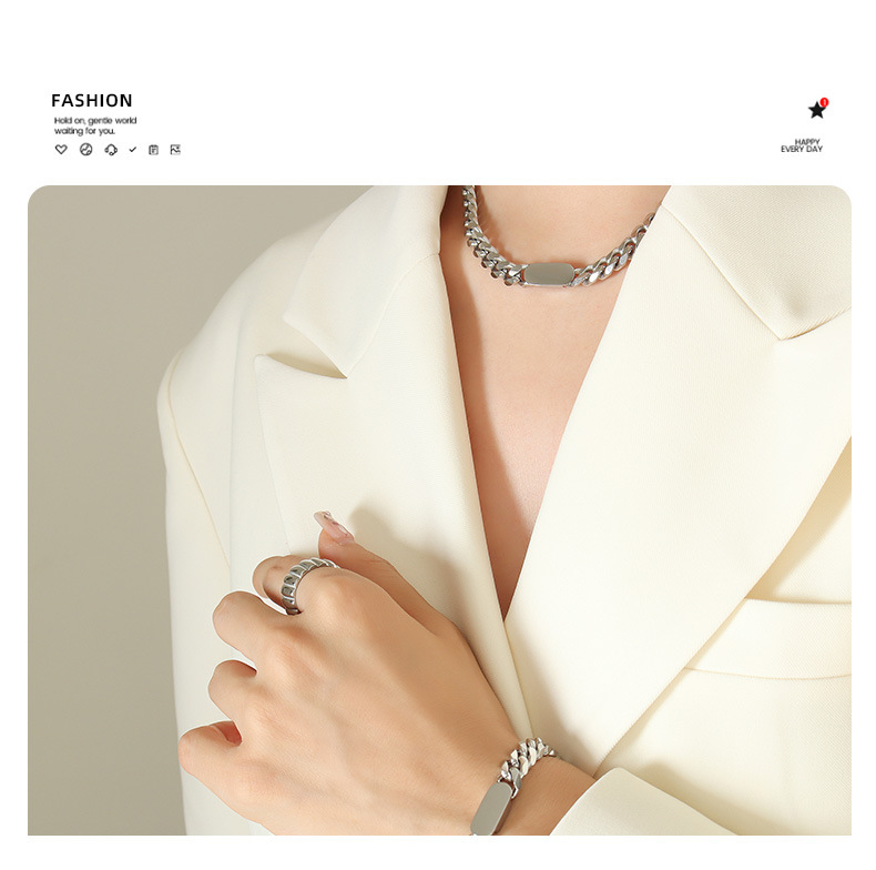 Stylish Cold Ins Chain Necklace and Bracelet Jewelry Set - Image 3