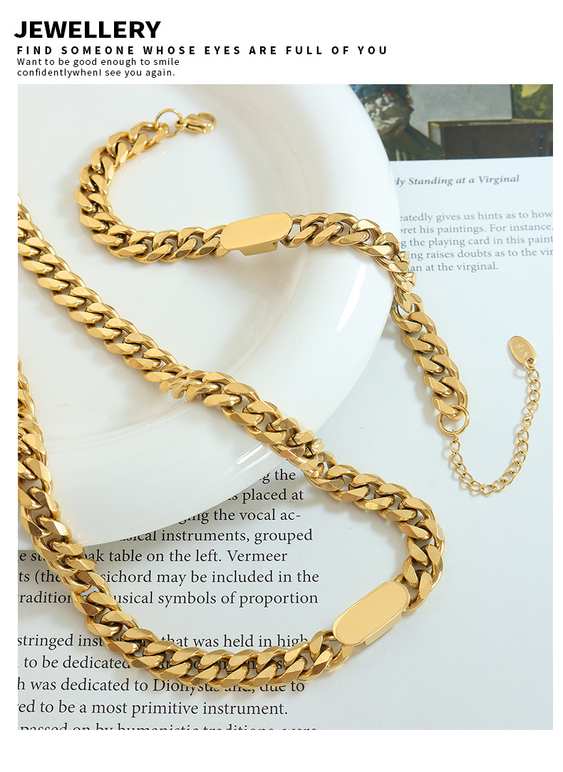 Stylish Cold Ins Chain Necklace and Bracelet Jewelry Set - Image 4