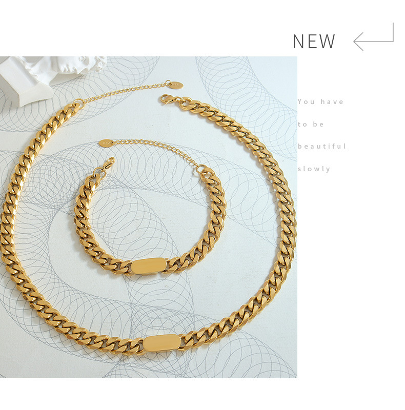 Stylish Cold Ins Chain Necklace and Bracelet Jewelry Set - Image 6
