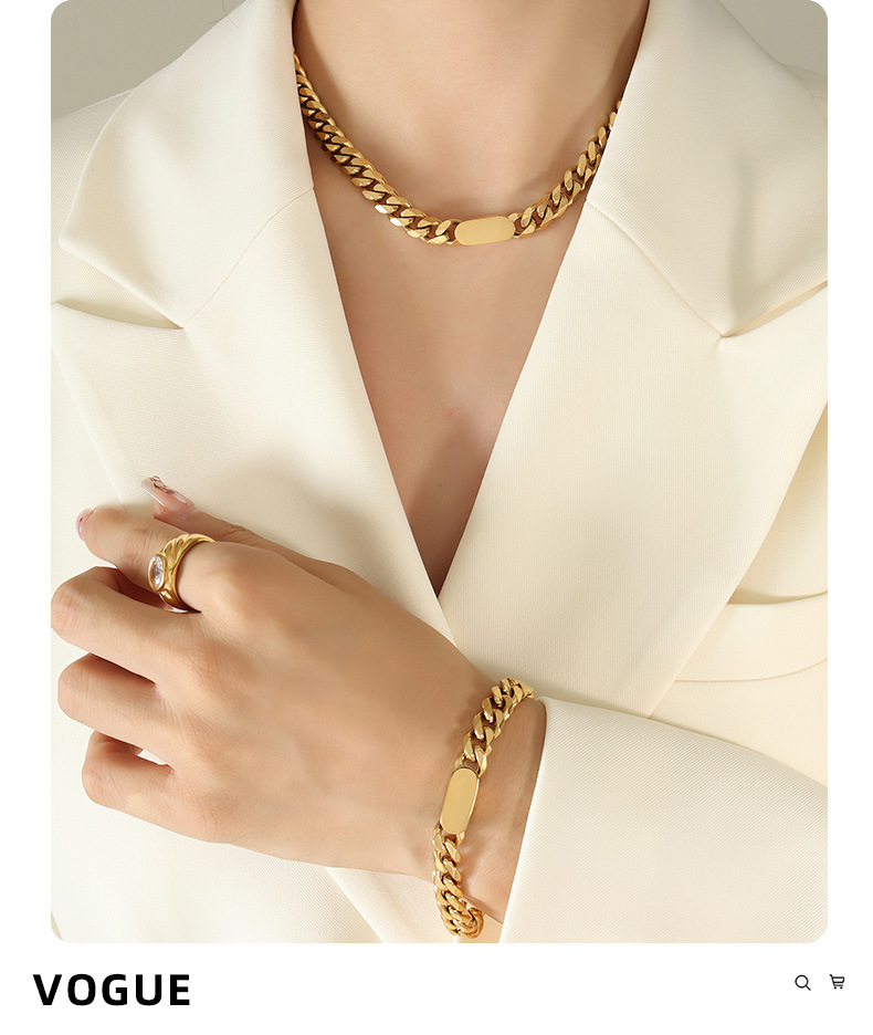 Stylish Cold Ins Chain Necklace and Bracelet Jewelry Set - Image 8