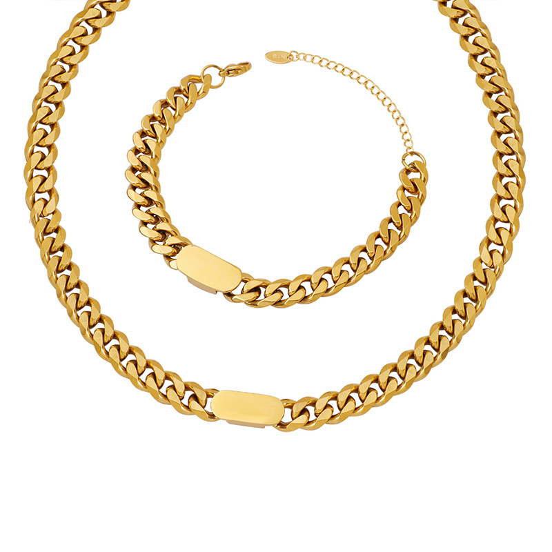 Stylish Cold Ins Chain Necklace and Bracelet Jewelry Set - Image 15