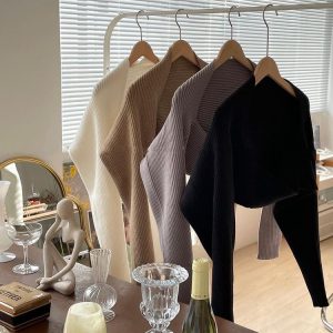 French Lantern Sleeve Versatile Yoga Fitness Knit Inverness for Women