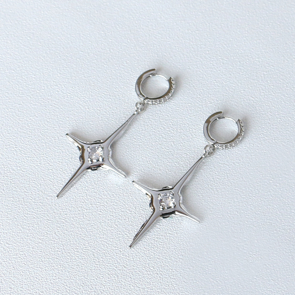 Ins Cross Kvk Diamond Earrings - Simple and Elegant Ear Jewelry for Women - Image 3