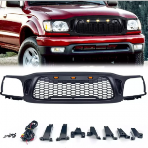 Matte Black Radiatormesh Front Grille Compatible with Tacoma 2001-2004, Featuring Light Letters