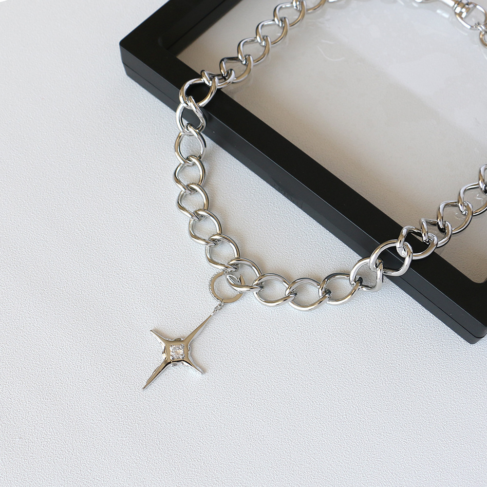 Metallic Cold Wind Cross Necklace for Women - Stylish Clavicle Chain Pendant Jewelry - Image 3