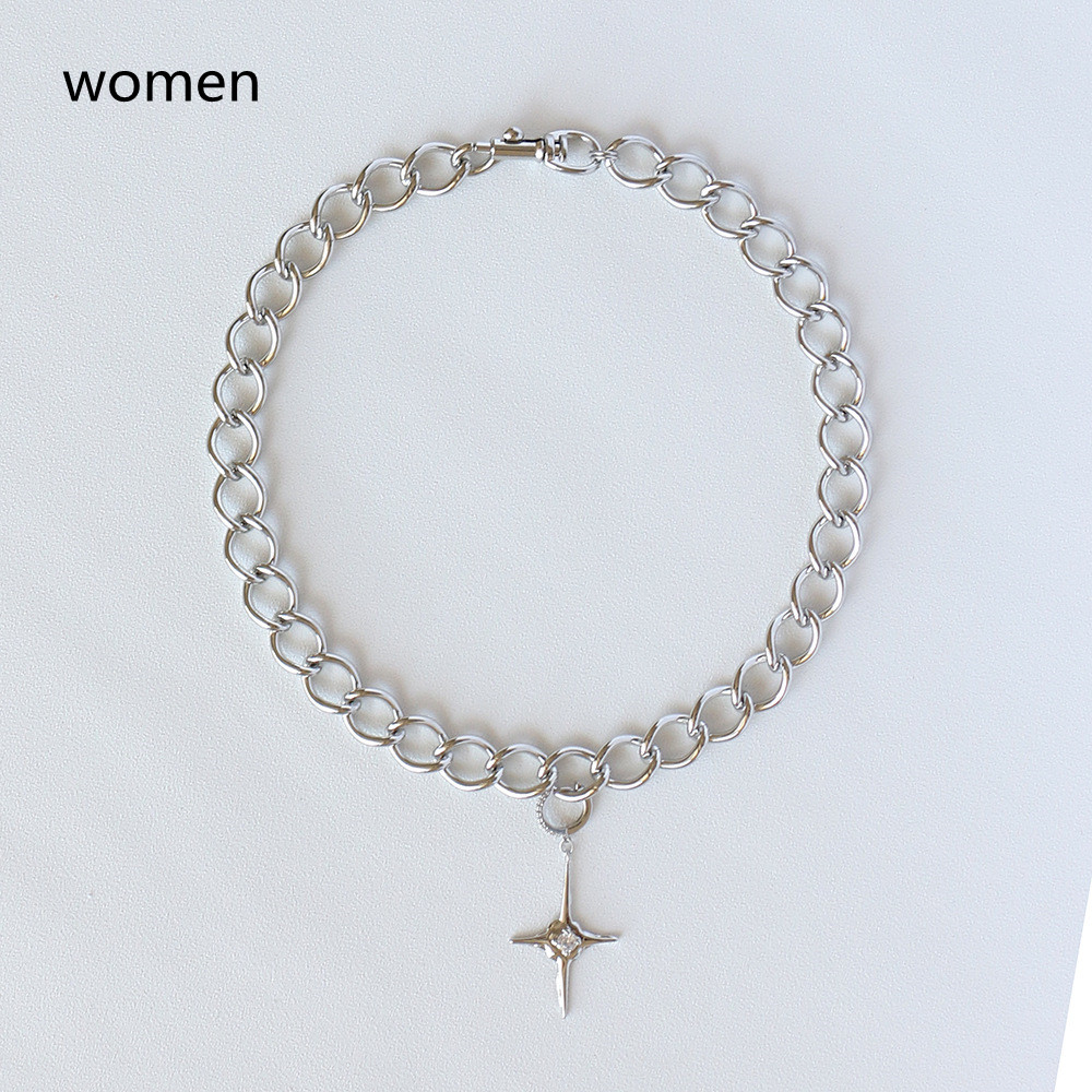 Metallic Cold Wind Cross Necklace for Women - Stylish Clavicle Chain Pendant Jewelry - Image 6