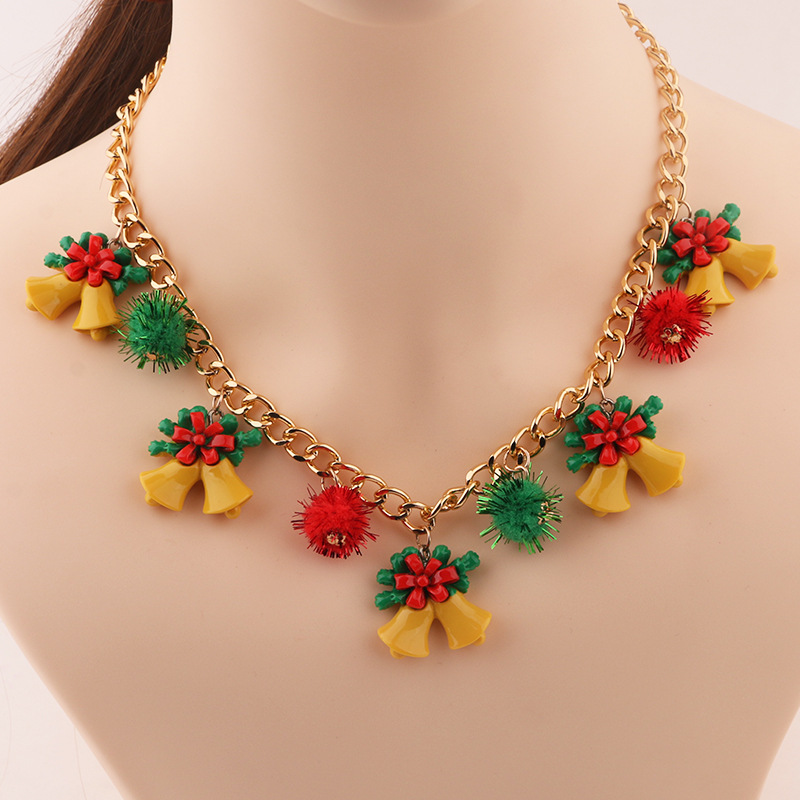Unique Christmas Tree Bell Santa Claus Necklace - Customizable Clavicle Chain Women's Jewelry - Image 2