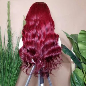Luxurious Wine Red Human Hair Wig - Stunning, Natural Look & Feel