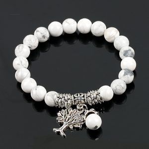 Charming Vintage Frosted White Pine Bead Bracelet - Timeless Elegance
