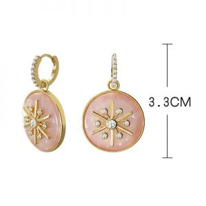 Elegant Red Compass Eight Mang Star Earrings in Pure Silver - Korean Style Baitao Red Ear Button Star Fashion for Women