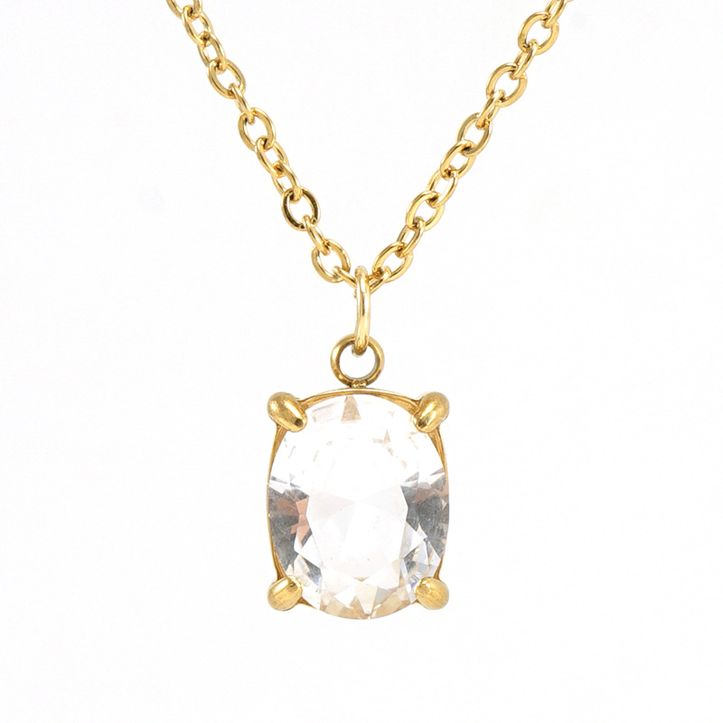 Stainless Steel Zircon Irregular Pendant Necklace for Women - Stylish Accessory - Image 7