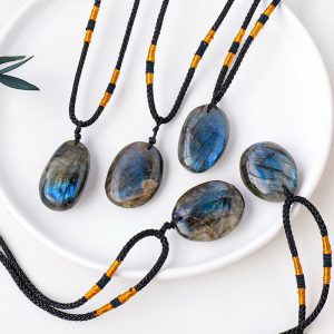 Labradorite Rough Stone Pendant Necklace for Unique Style and Energy
