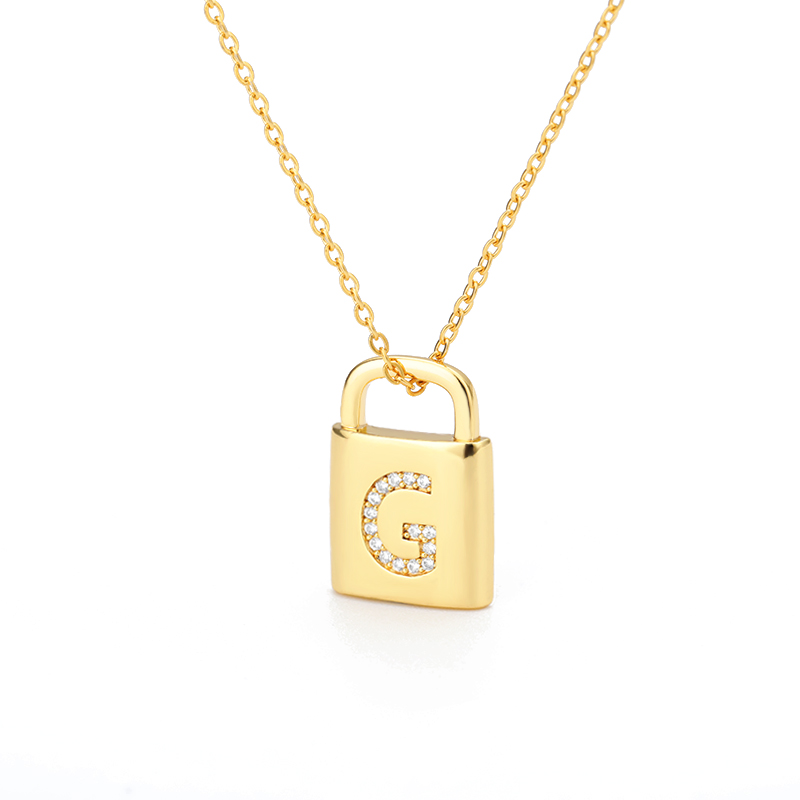 Secure Lock Capital English Letter Pendant Necklace in Stainless Steel - Image 16