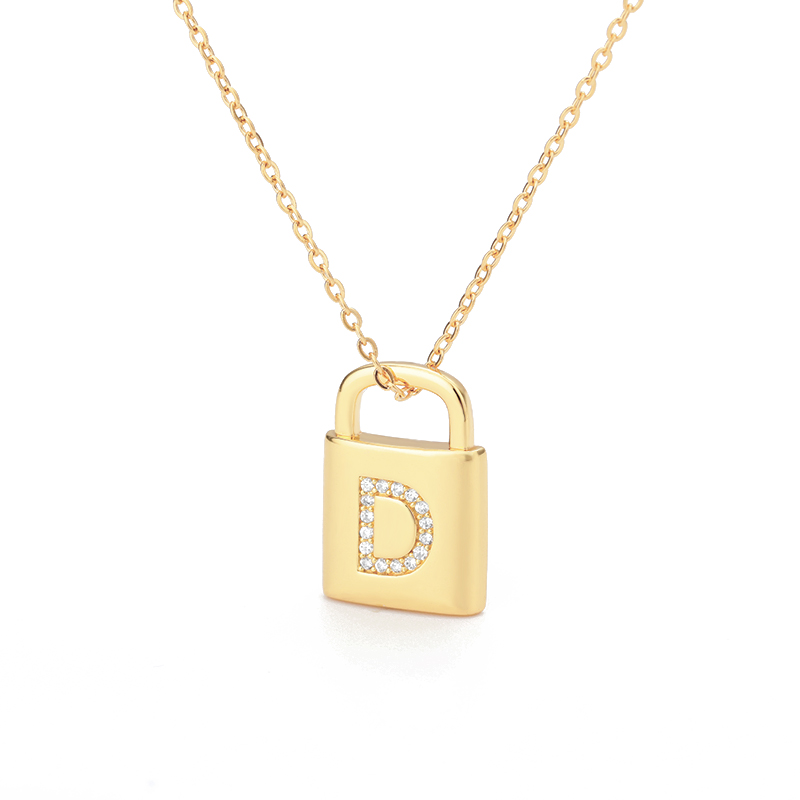 Secure Lock Capital English Letter Pendant Necklace in Stainless Steel - Image 17
